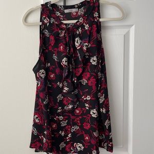 Dalia black and red floral print sleeveless blouse, XL